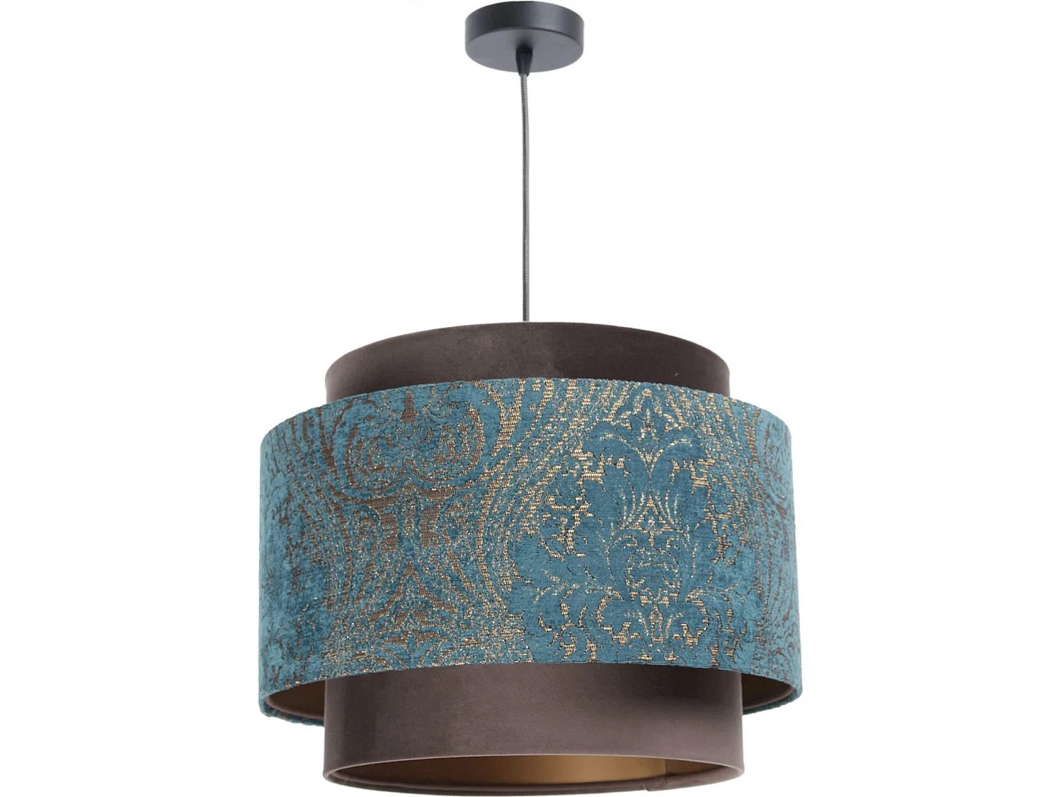 Suspension Extérieur à motif doré cuivré et bleu, intérieur cuivré