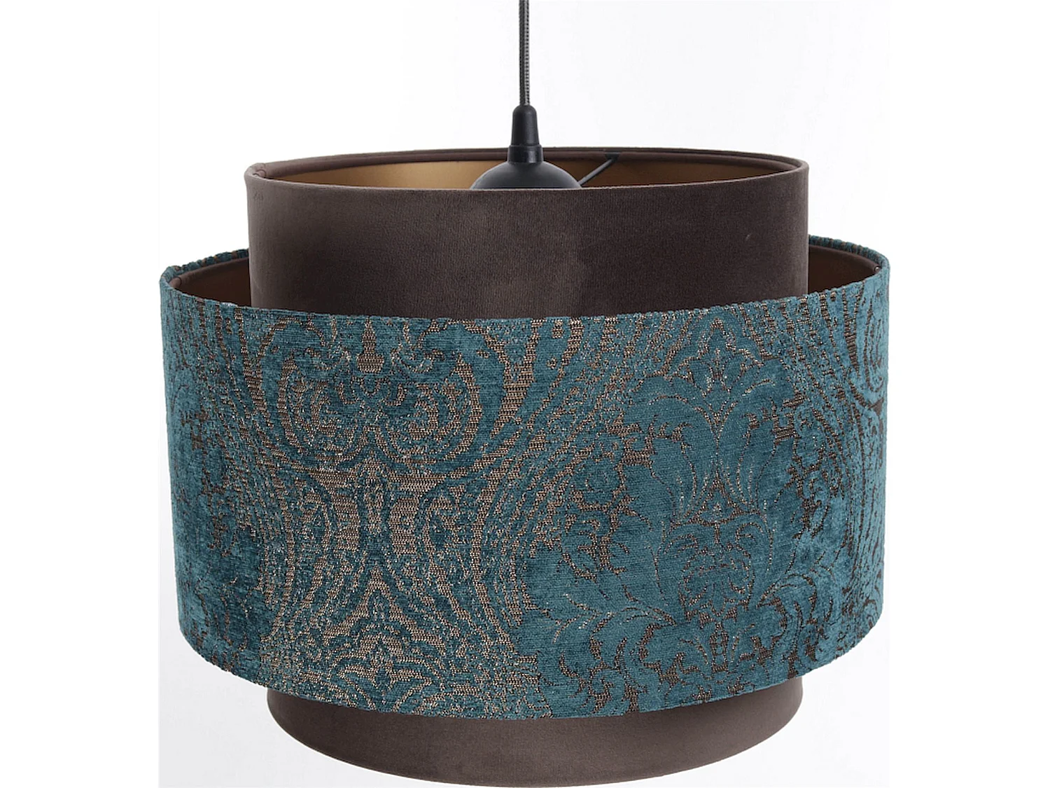 Suspension Extérieur à motif doré cuivré et bleu, intérieur cuivré