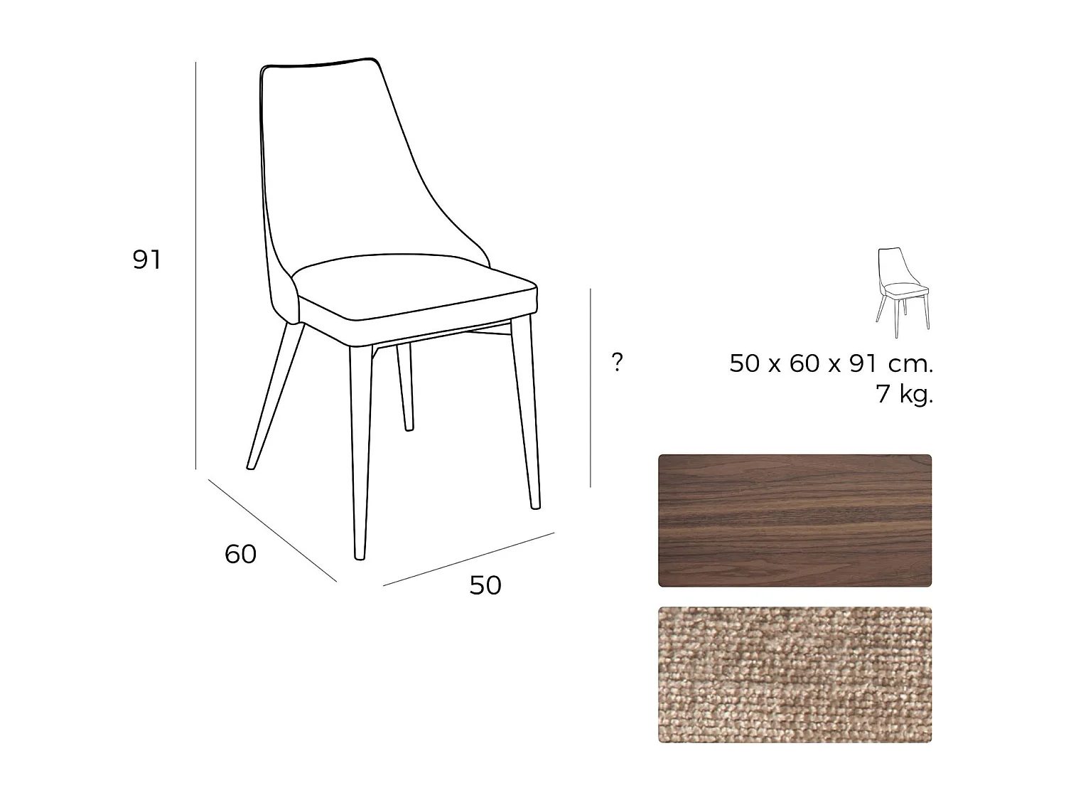 Chaise rembourrée avec pieds bois