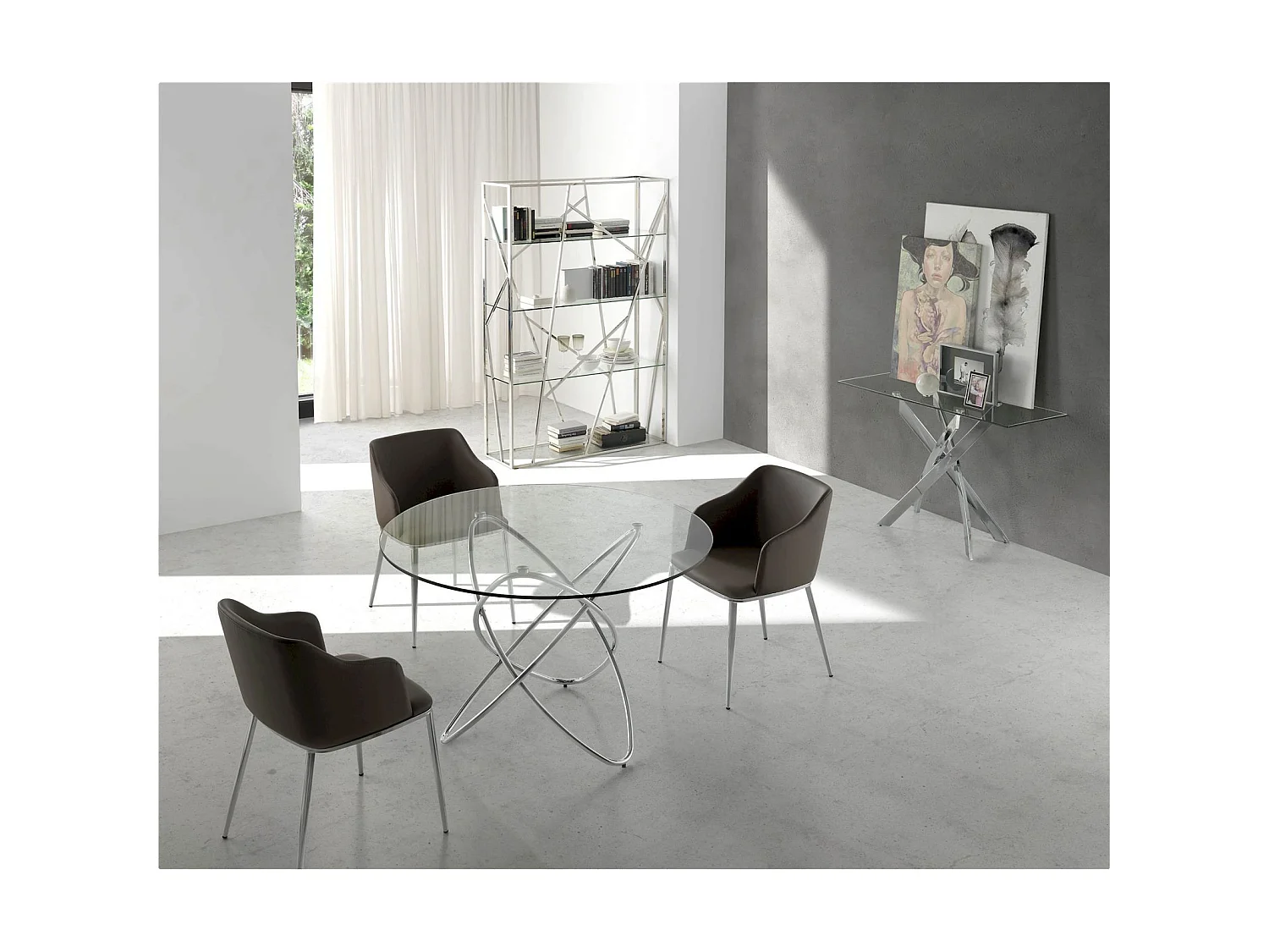 Chaise rembourrée avec structure en acier peint époxy