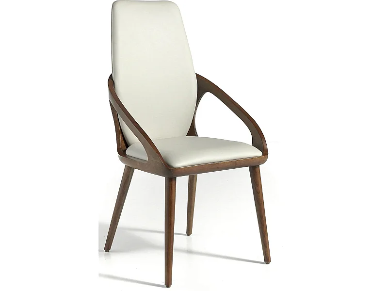 Chaise rembourrée simili structure bois de frêne