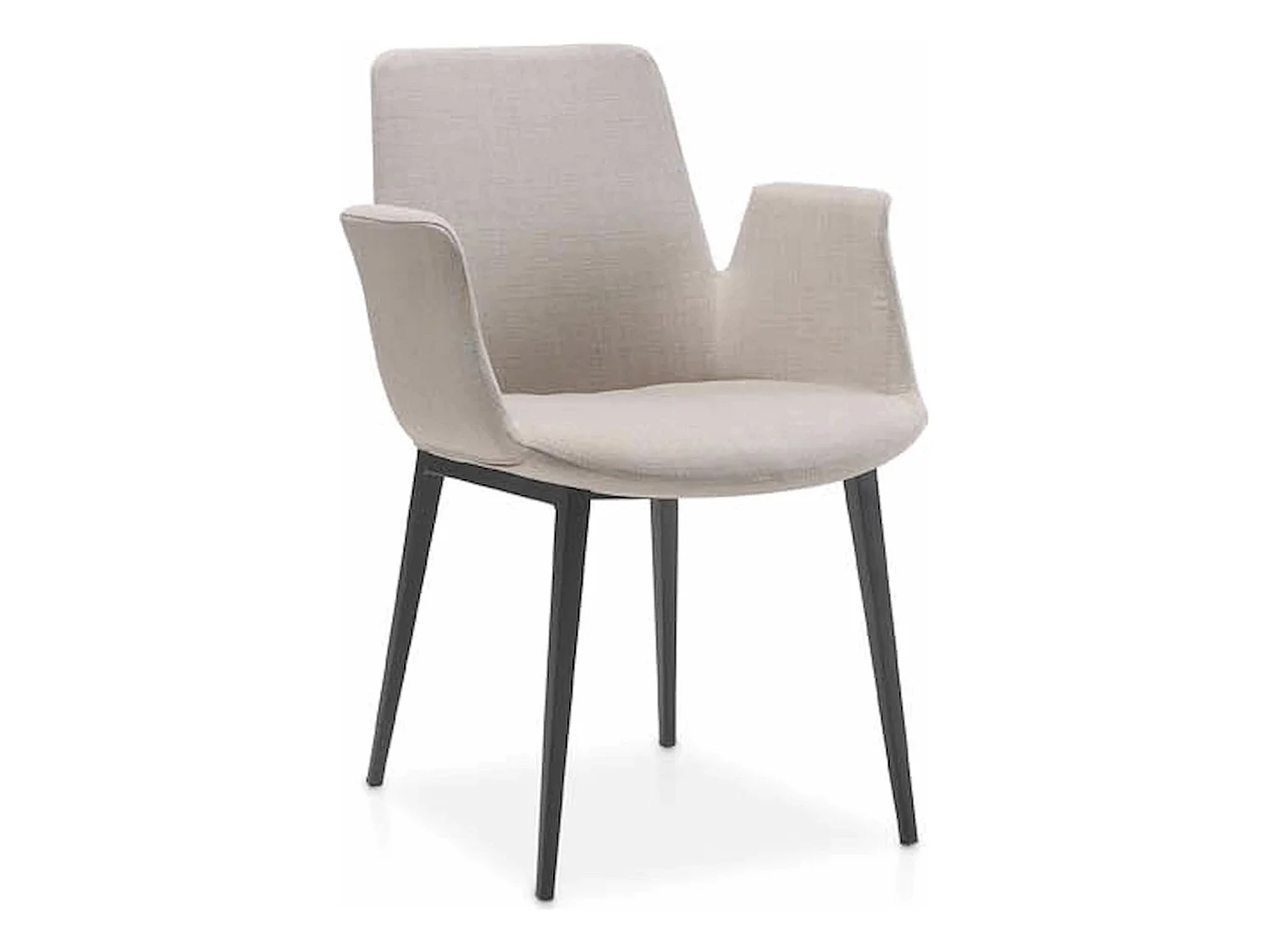 Chaise rembourrée en tissu structure acier.