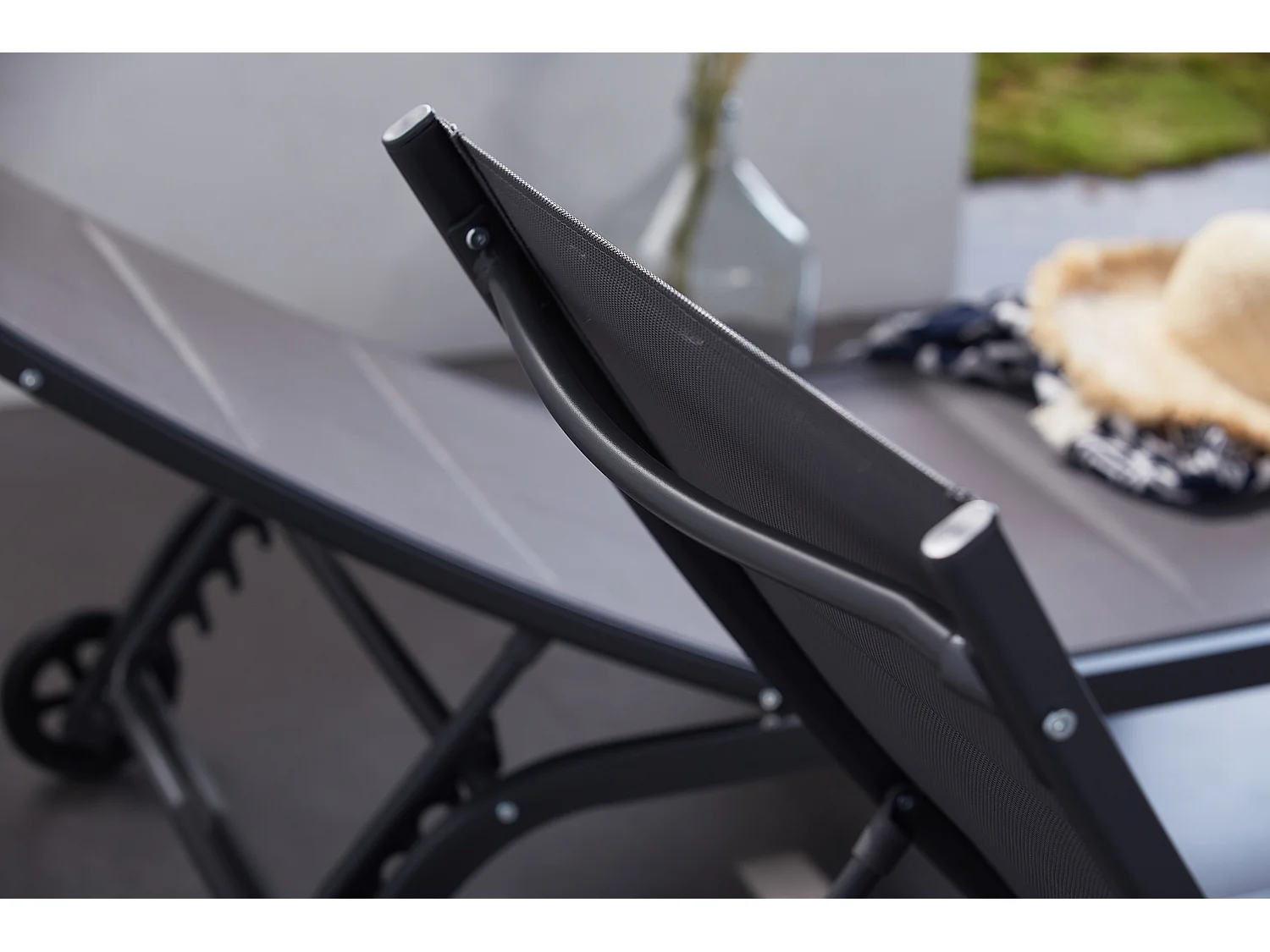 Conjunto de 2 tumbonas de aluminio gris oscuro LISBOA