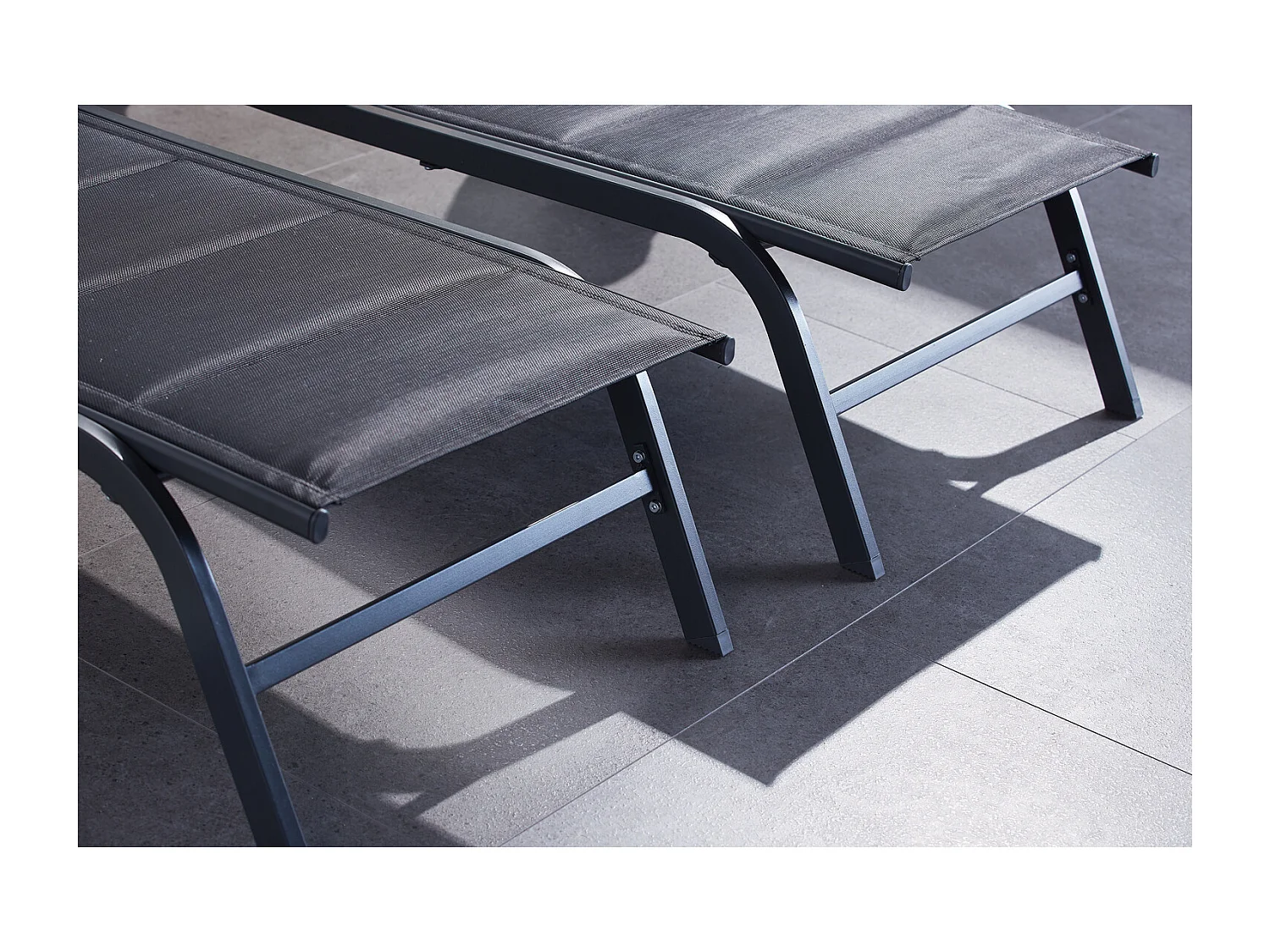 Lot de 2 transats aluminium noir LISBOA