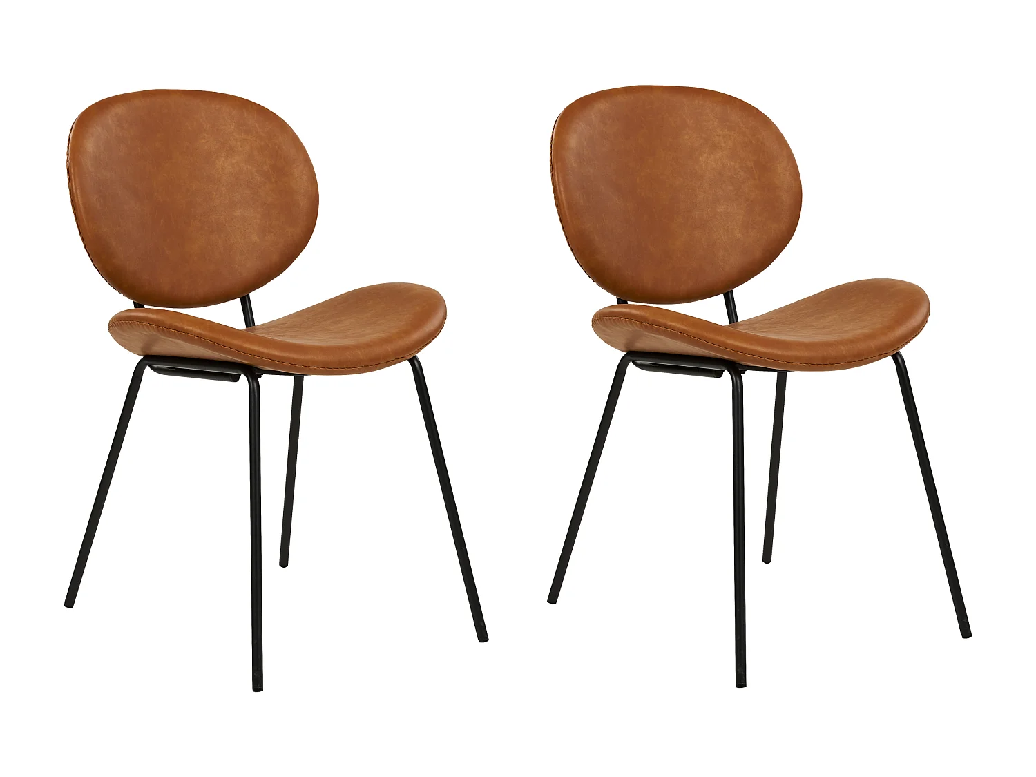 Lot de 2 chaises de salle à manger LUANA Cuir PU Marron doré