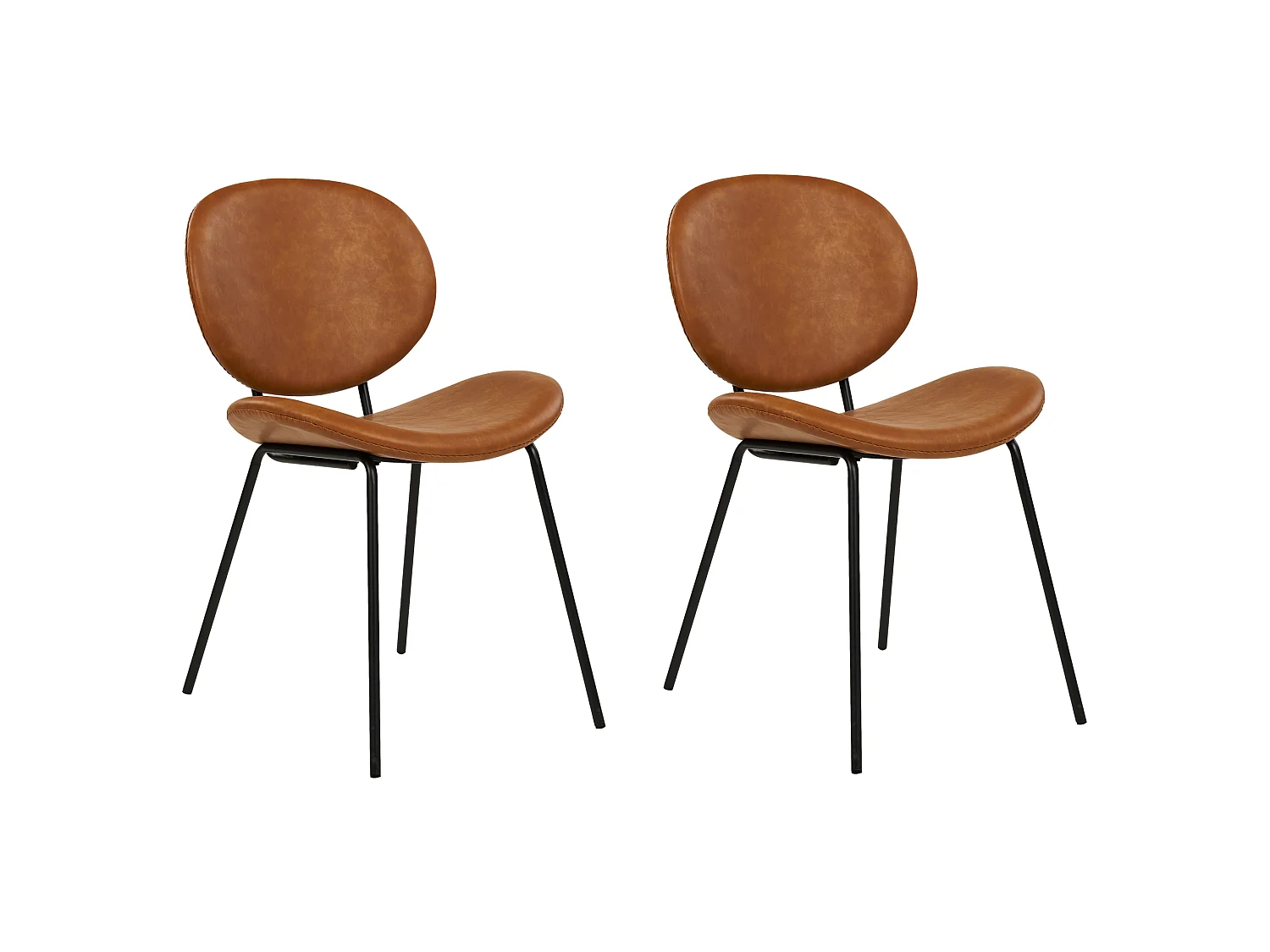 Set of 2 Dining Chairs LUANA Faux Leather Golden Brown