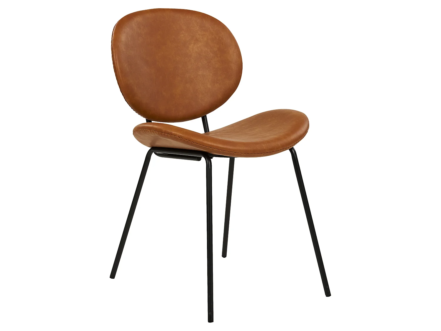 Set of 2 Dining Chairs LUANA Faux Leather Golden Brown
