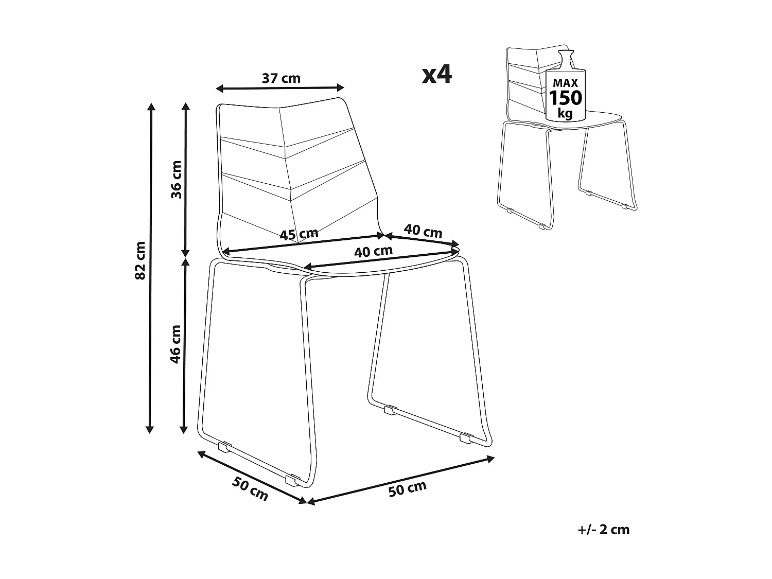 Conjunto de 4 cadeiras de jantar HARTLEY Cinzento escuro