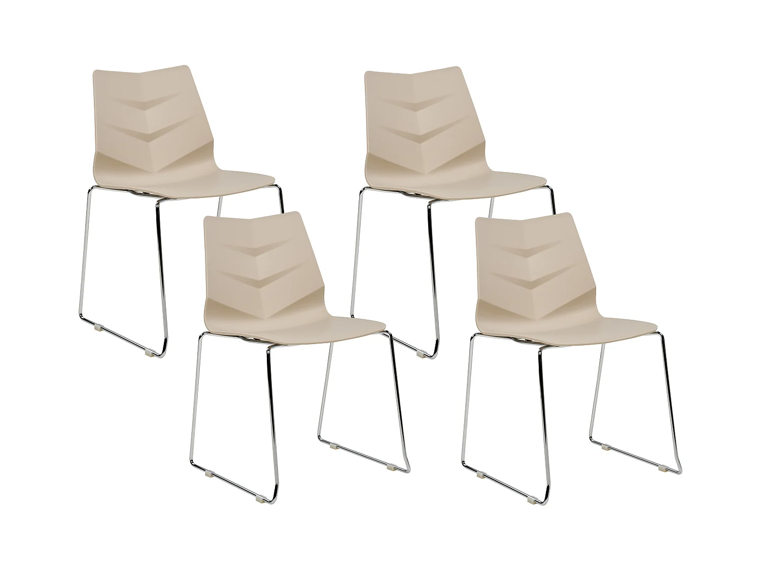 Esszimmerstuhl 4er Set Kunststoff beige mit Metallgestell stapelbar Hartley
