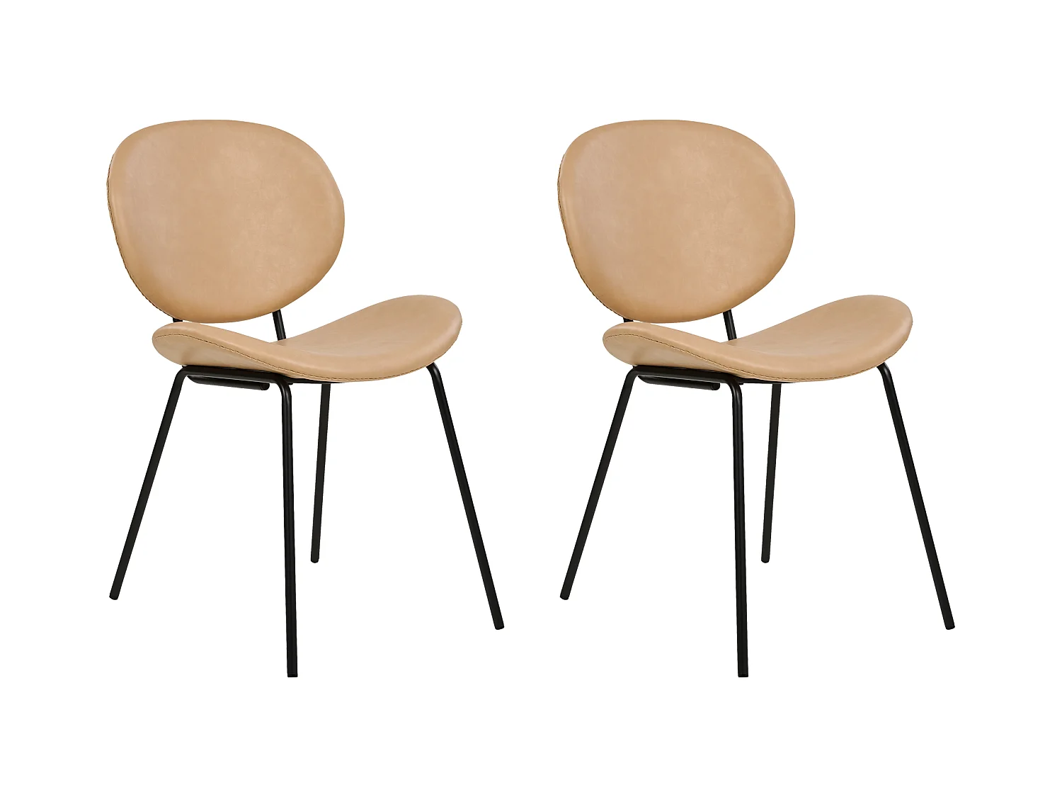 Lot de 2 chaises de salle à manger LUANA Cuir PU Beige sable