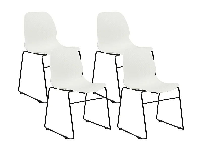 Lot de 4 chaises de conférence PANORA Blanc