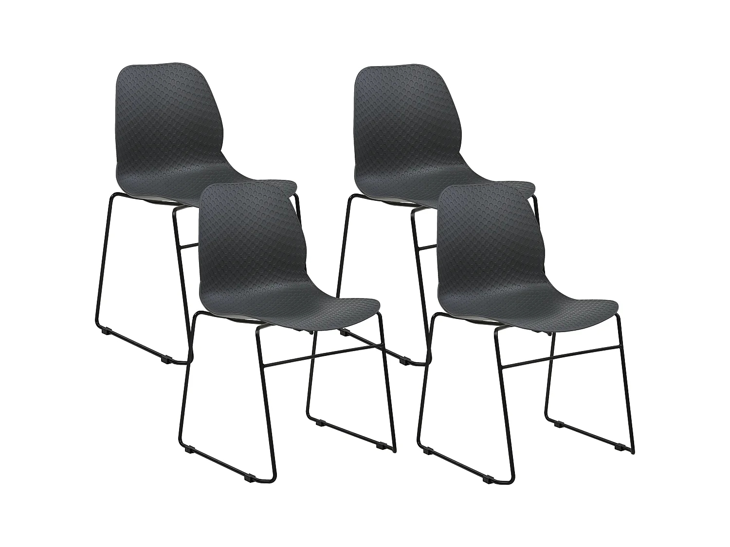 Lot de 4 chaises de conférence PANORA Gris foncé
