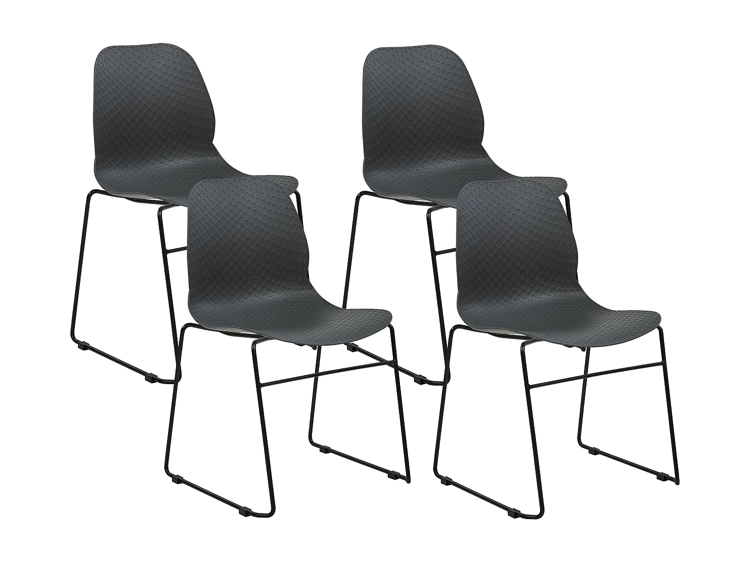 Lot de 4 chaises de conférence PANORA Gris foncé