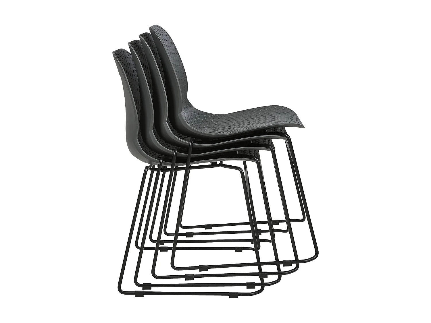 Lot de 4 chaises de conférence PANORA Gris foncé