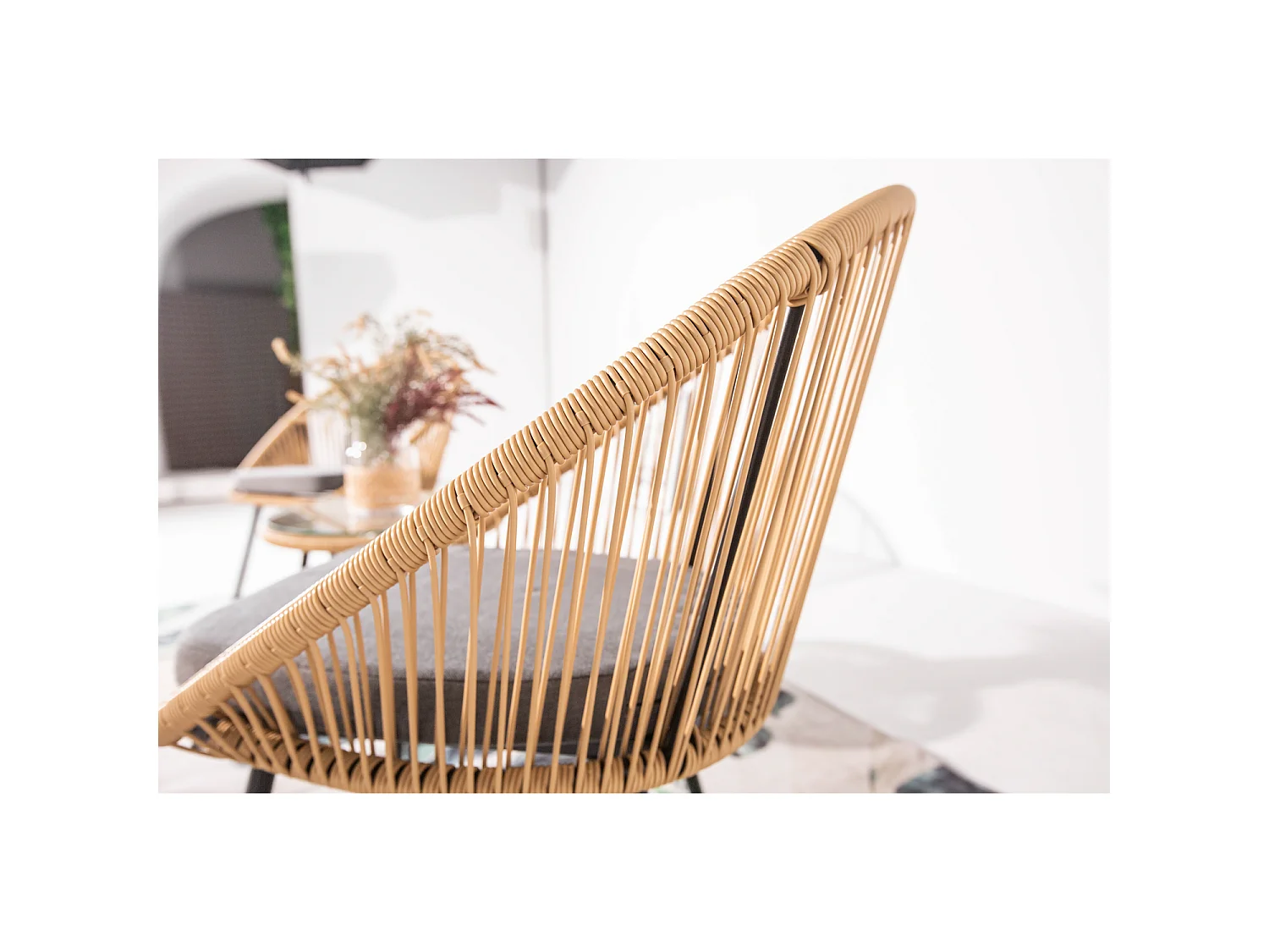 Balkonset Beige 2 fauteuils en 1 tafel IPANEMA van Natuurlijk Rotan
