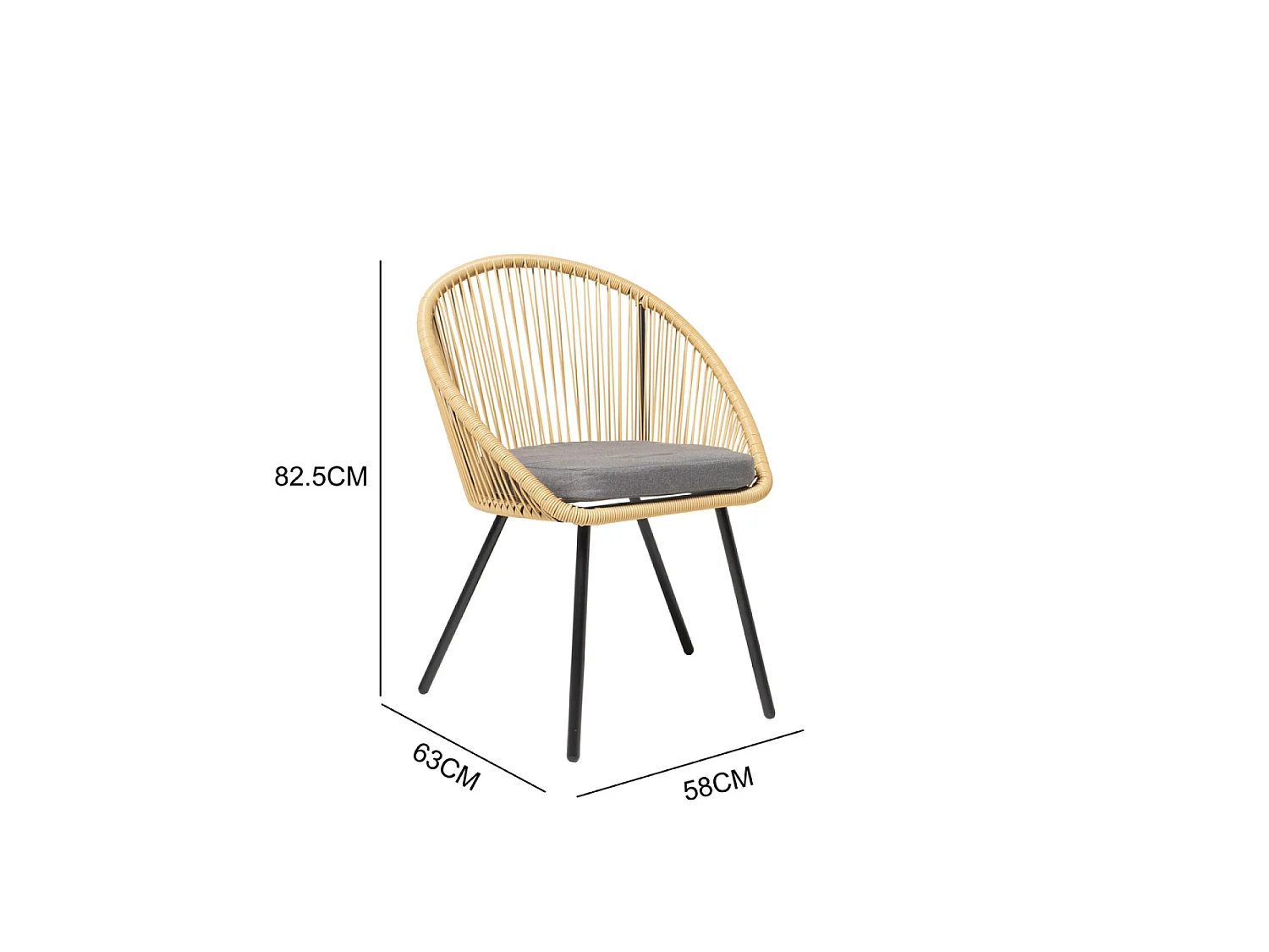Balkonset Beige 2 fauteuils en 1 tafel IPANEMA van Natuurlijk Rotan