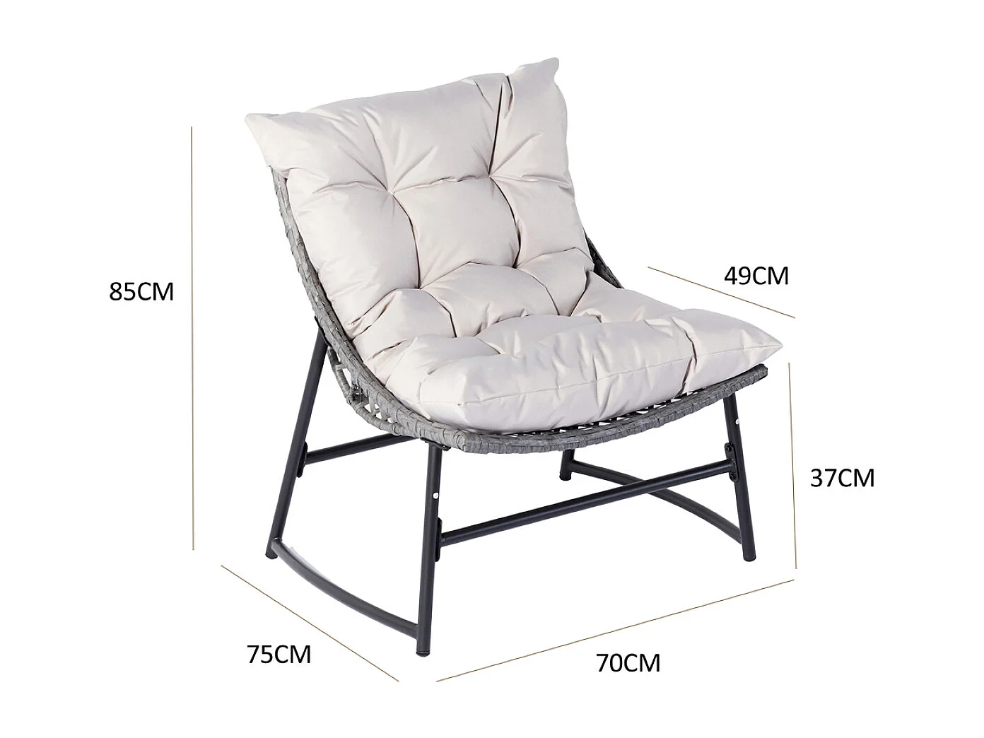 Niedrige Gartenmöbel für 4 Personen aus Kunstharz, grau  GUAHANA