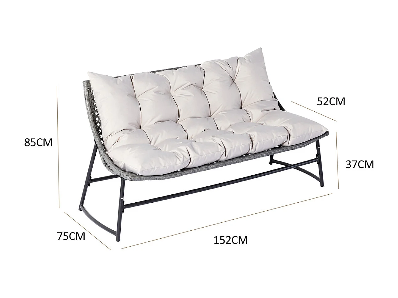 Niedrige Gartenmöbel für 4 Personen aus Kunstharz, grau  GUAHANA