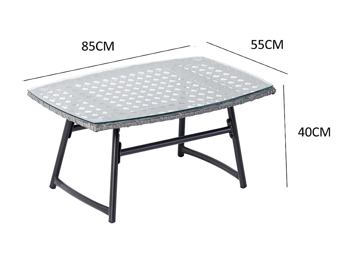 Loungeset Laag van Grijs Kunststof 4 Zitplaatsen Guahana met Comfortabele Kussens en Stevige Structuur
