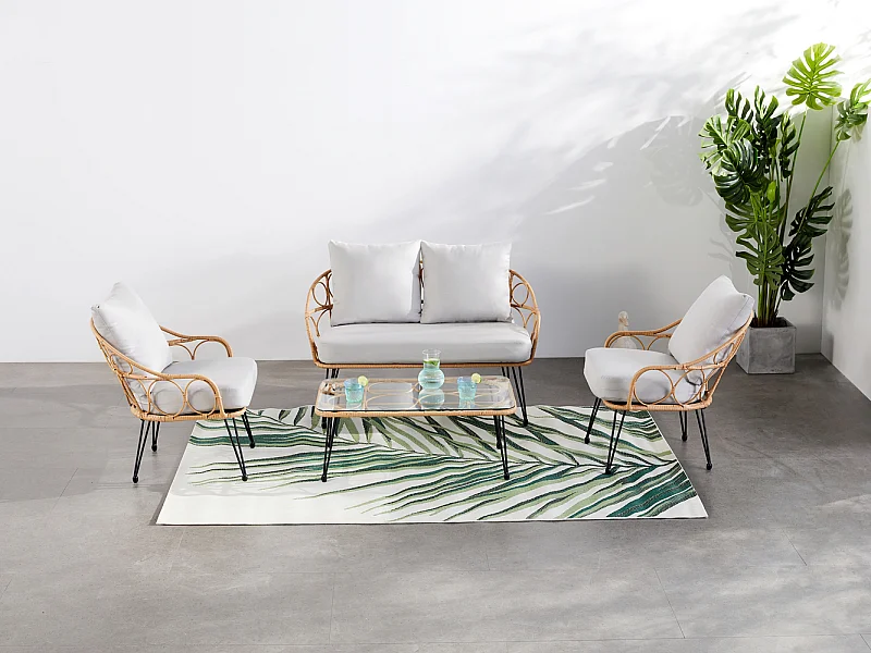 Mobile da giardino 4 posti in resina rattan PORTO