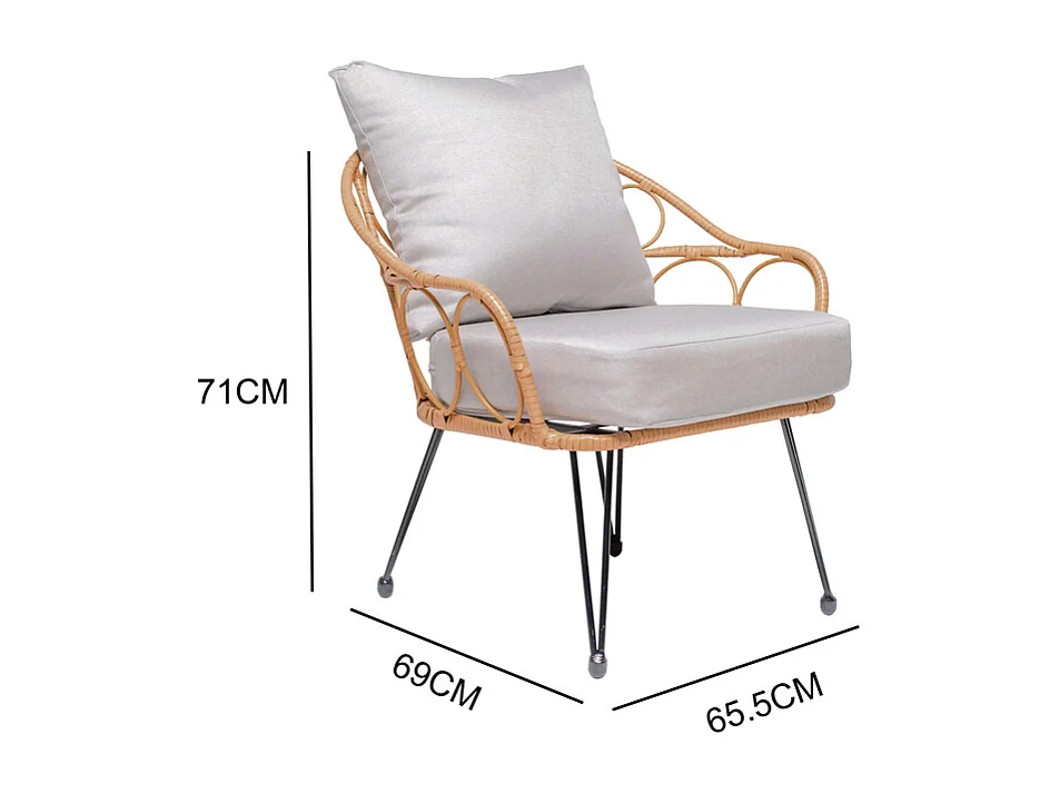 Salon de jardin 4 places en résine rotin PORTO