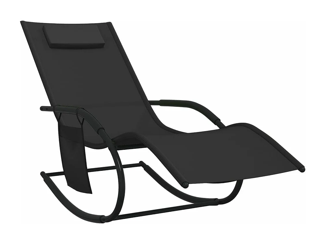 Chaises longues à bascule noire 147 x 63 x 88 cm 02_0011974