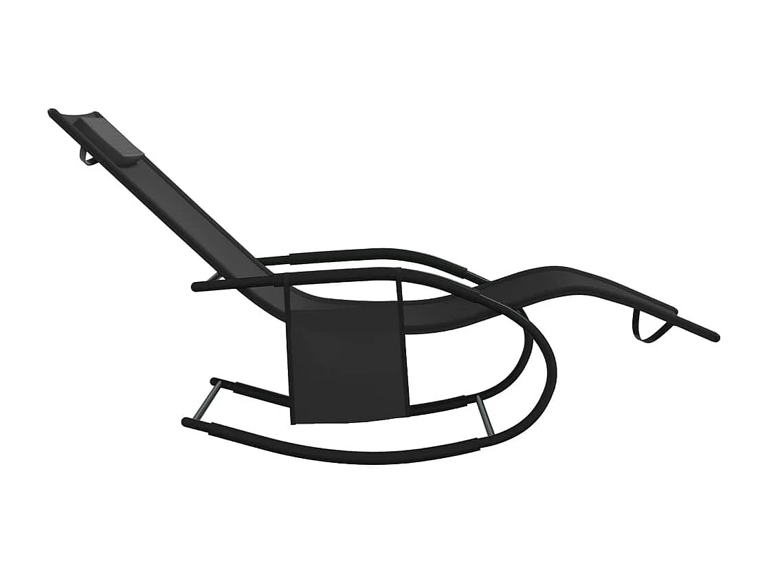 Chaises longues à bascule noire 147 x 63 x 88 cm 02_0011974
