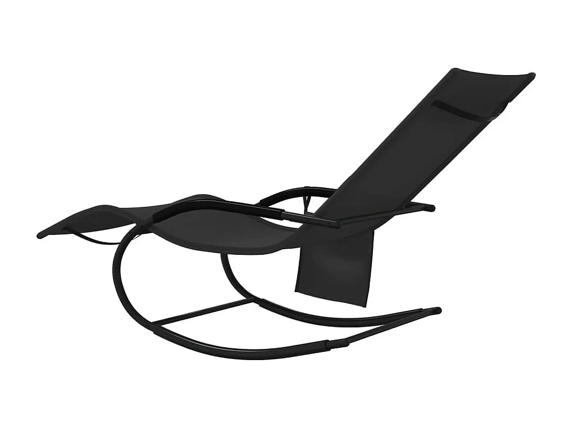 Chaises longues à bascule noire 147 x 63 x 88 cm 02_0011974