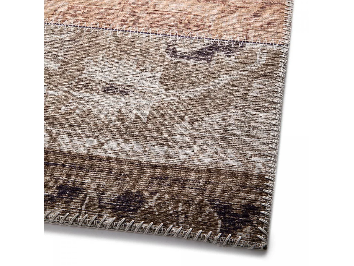 tapis grand salon 200x290 tissé beige et bleu rectangle motif géométrique