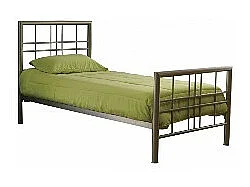 PAXOS Bett 90x200 cm aus Metall in Silbergrau mit Lattenrost.