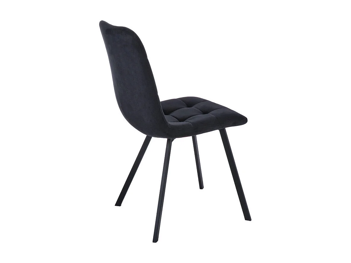 Lot de 2 chaises en velours noir avec piètement métal noir - NAMI
