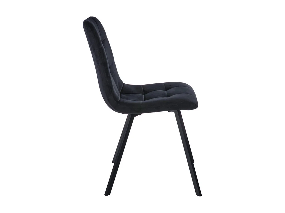 Lot de 2 chaises en velours noir avec piètement métal noir - NAMI