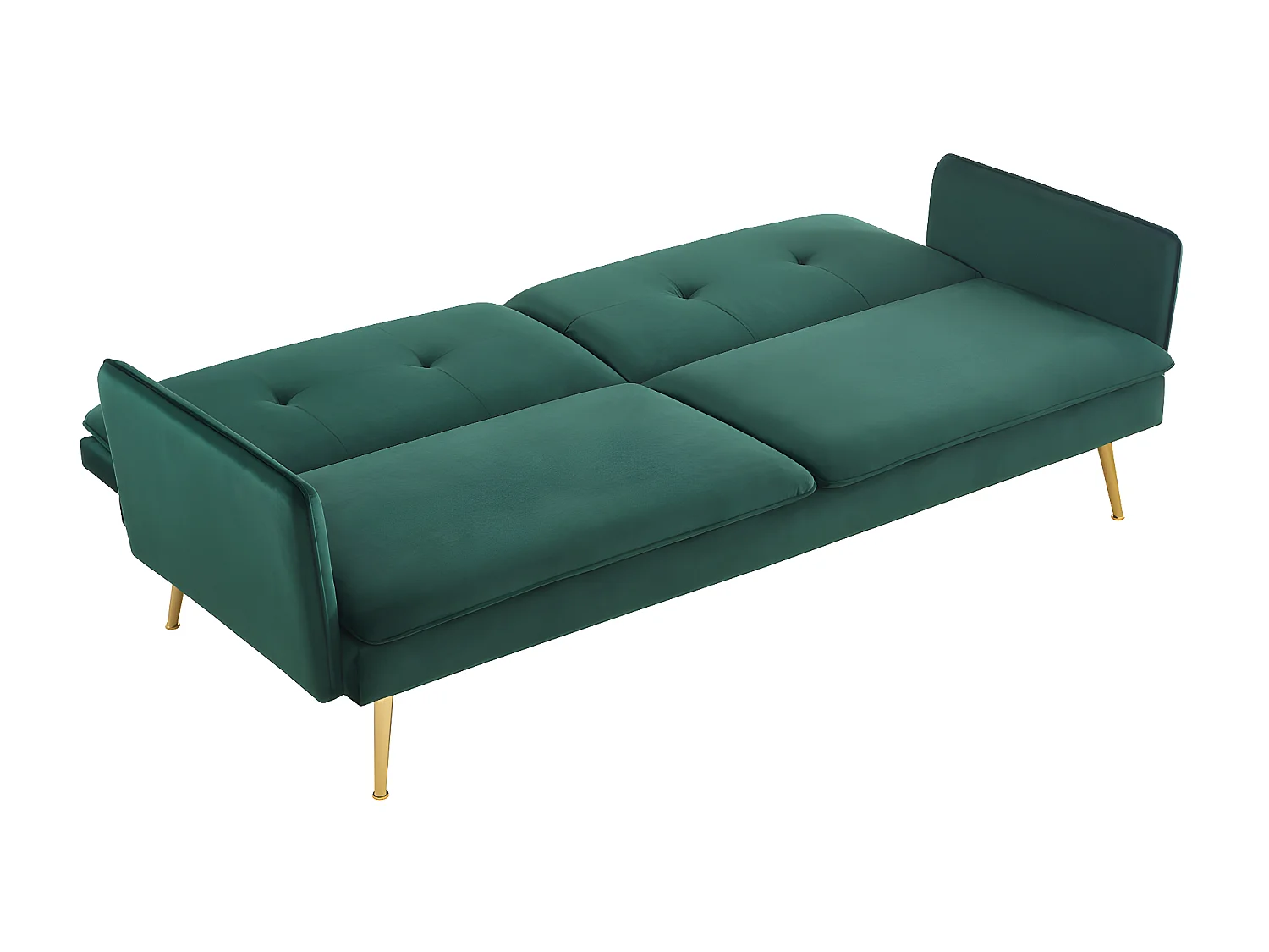 Canapé droit ADAM convertible velours vert foncé