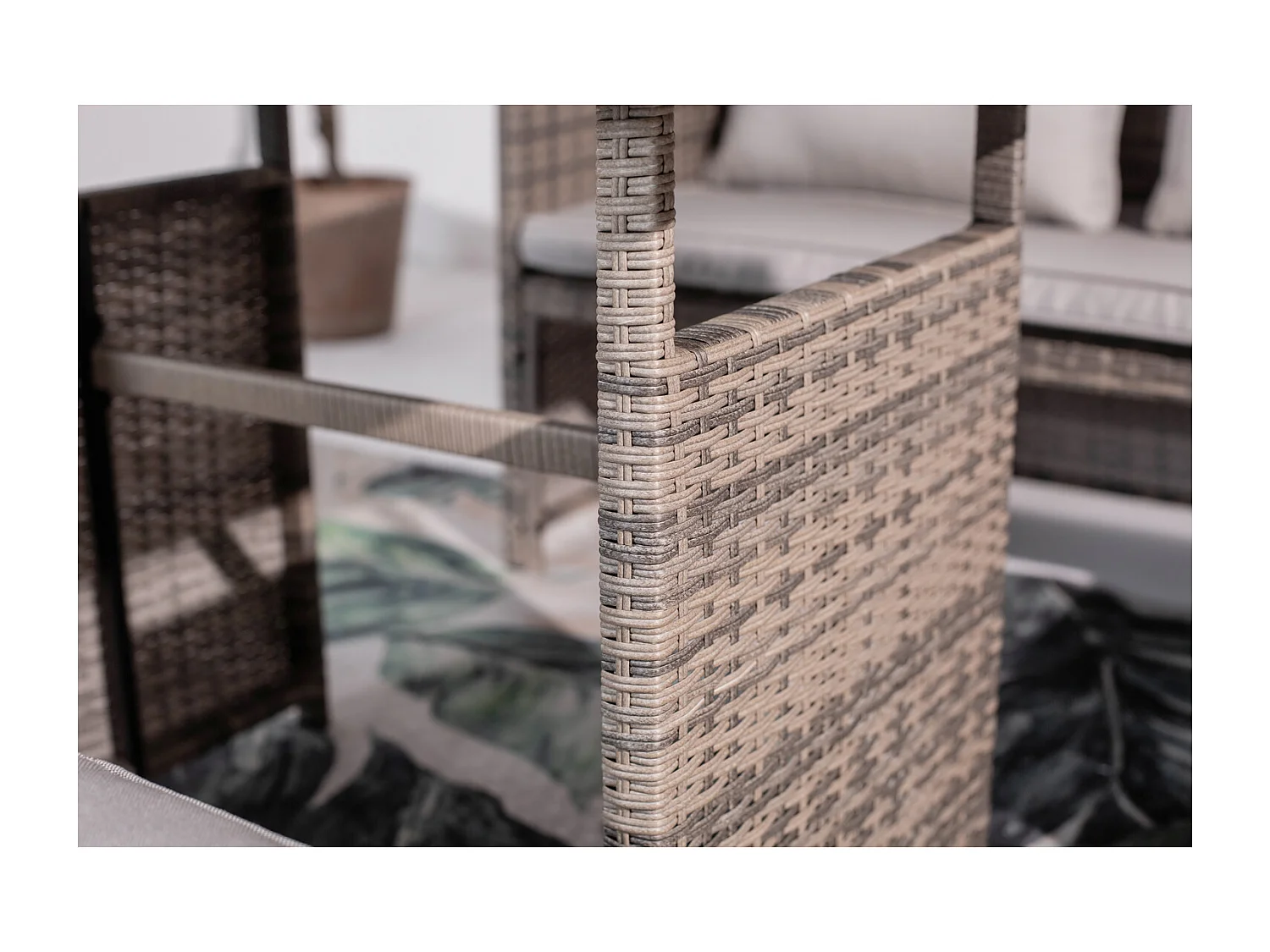 Loungeset voor in de tuin 5-zits van grijze gevlochten hars TENERIFE - Modern, moduleerbaar en comfortabel