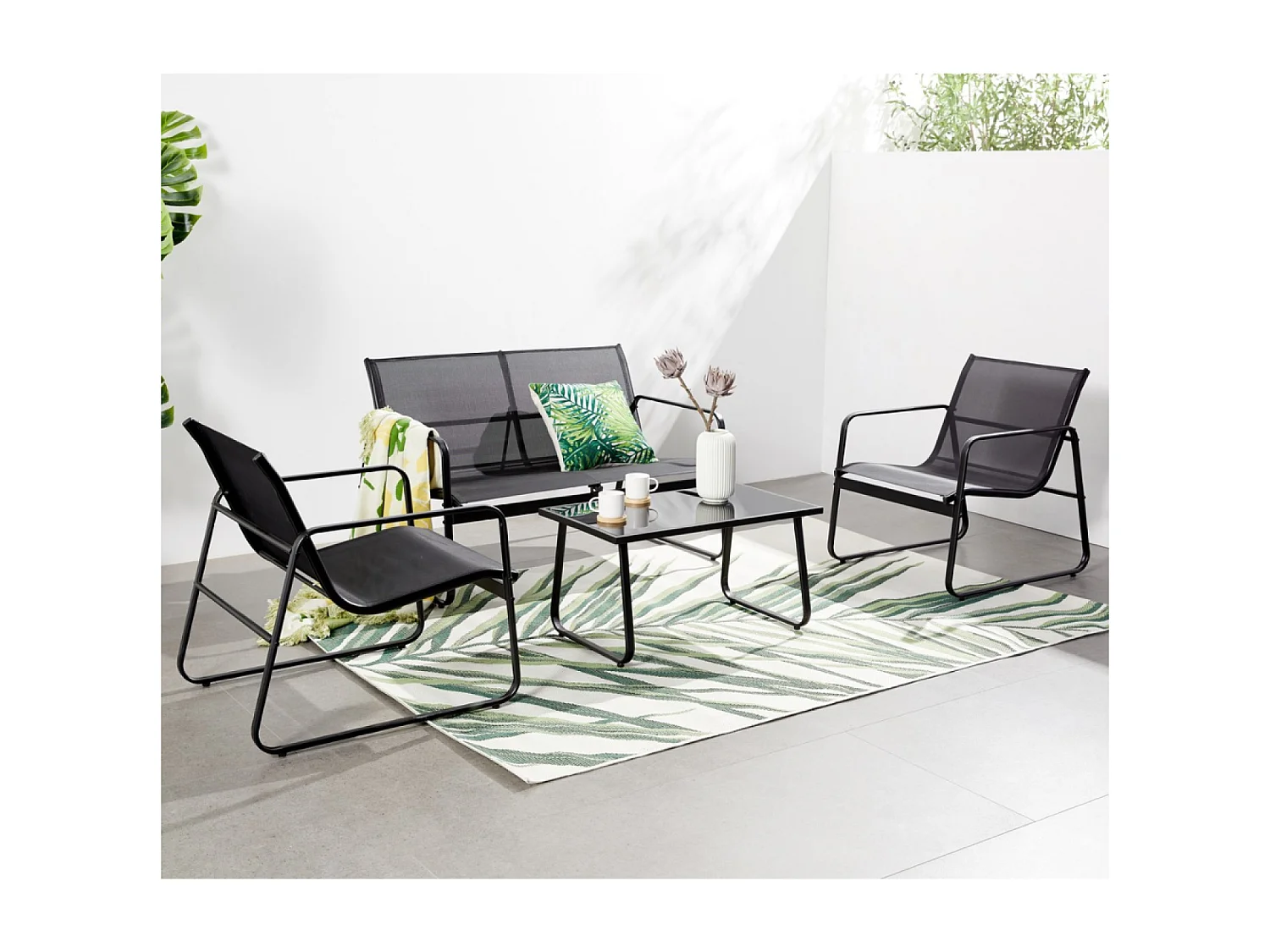 Salon de jardin 4 places en métal SINTRA