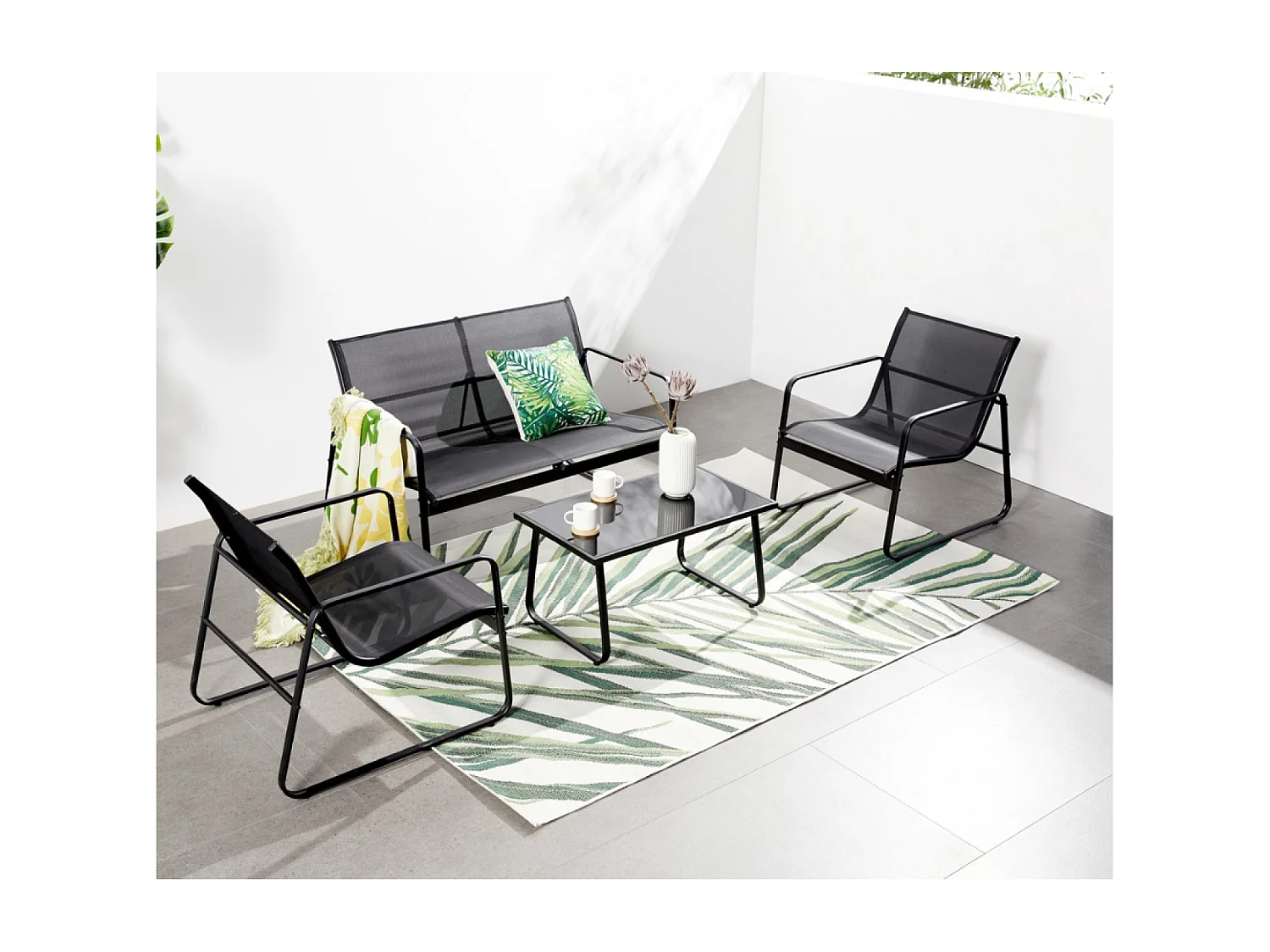 Conjunto de jardim em metal 4 lugares SINTRA - Design elegante para pequenos espaços exteriores