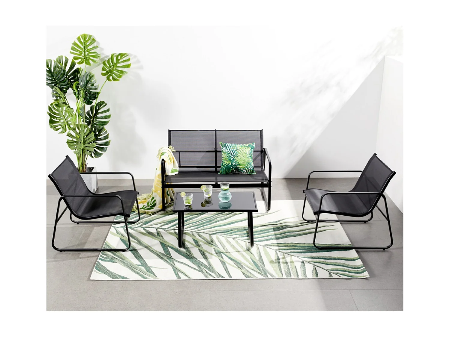 Conjunto de jardim em metal 4 lugares SINTRA - Design elegante para pequenos espaços exteriores