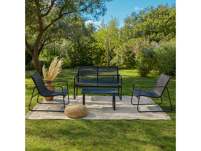 Metalen tuinset 4 plaatsen SINTRA - Elegant design voor kleine buitenruimtes