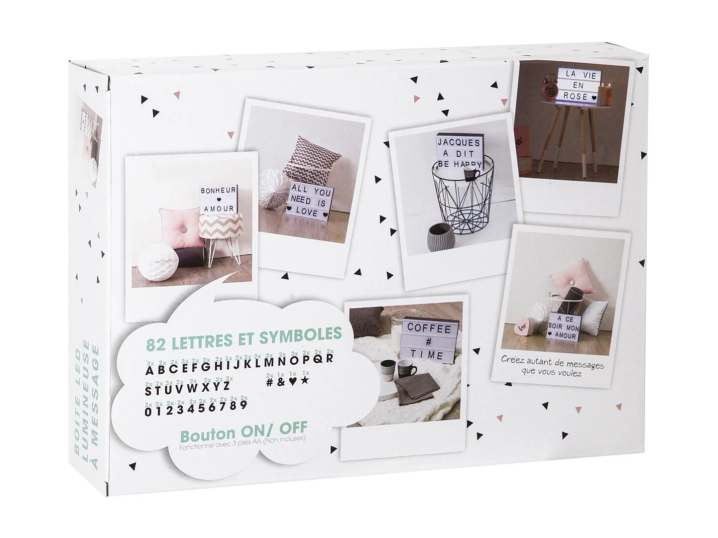 Boîte lumineuse à message Noir et blanc - ATMOSPHERA