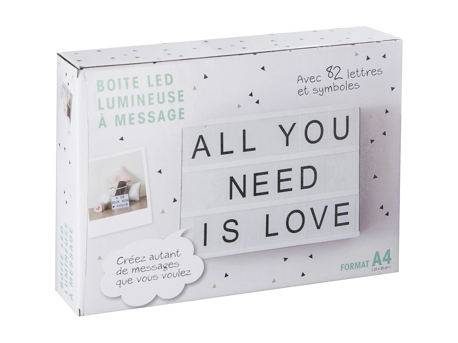 Boîte lumineuse à message Noir et blanc - ATMOSPHERA