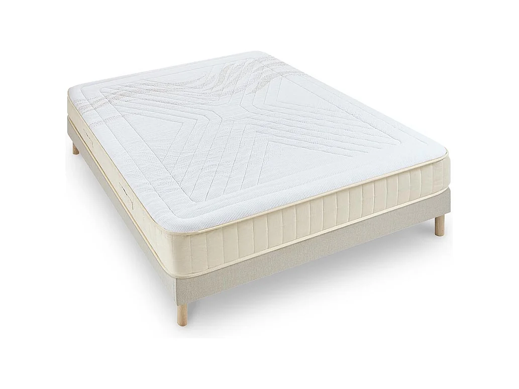 NUIT DE COTON | Ensemble SYMPHONIE 2.0 180x200 cm | Matelas Mémoire de forme + Sommier Bois