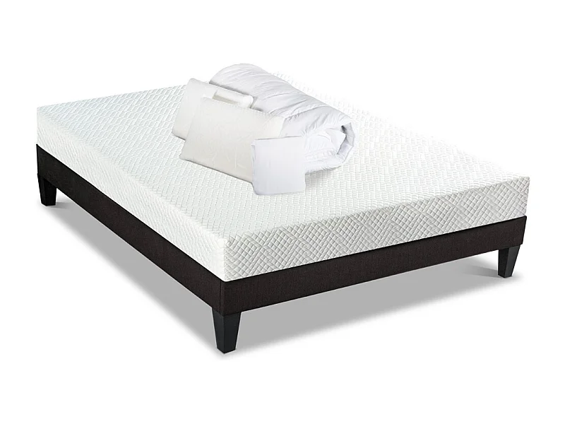 BELLECOUR LITERIE | Pack Prêt à dormir ABSOLU 90x200 cm | Matelas Mémoire de forme + Sommier + Accessoires