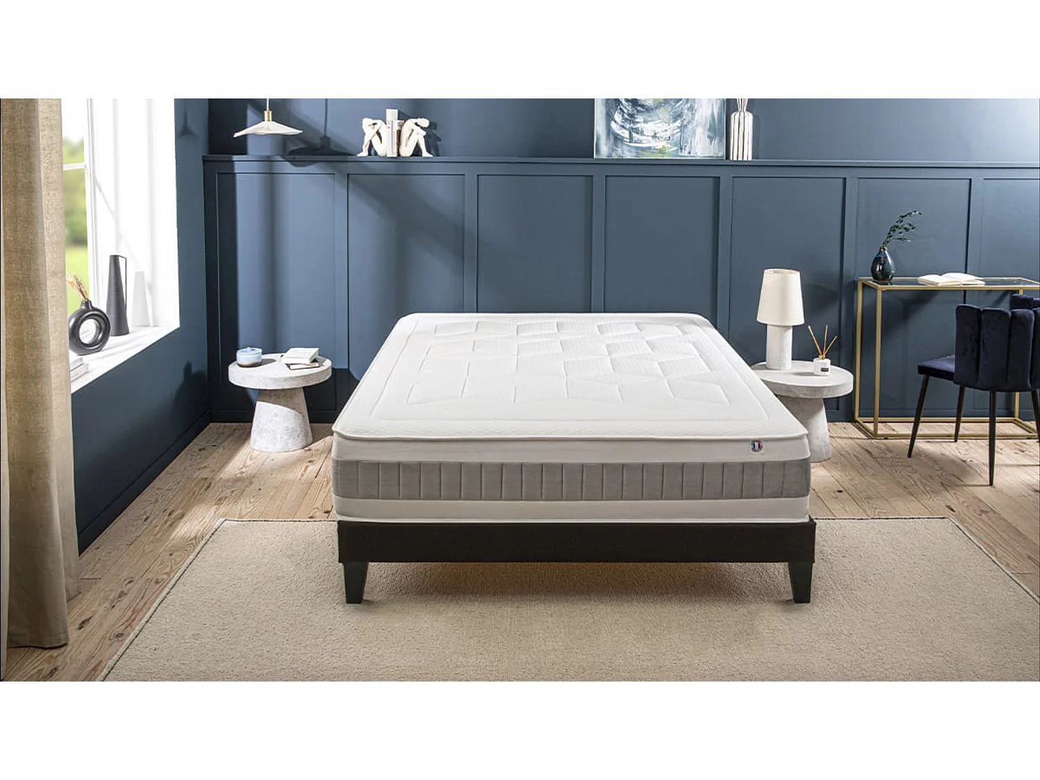 Ensemble matelas ferme 31cm à mémoire de forme et sommier en bois Grand Hôtel-140x200