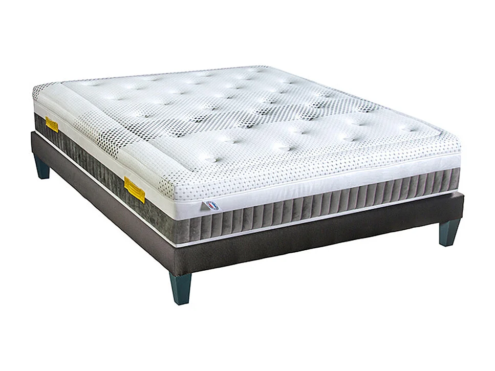 OLYMPE LITERIE | Ensemble DELPHES 90x190 cm | Matelas Mémoire de forme + Sommier Bois