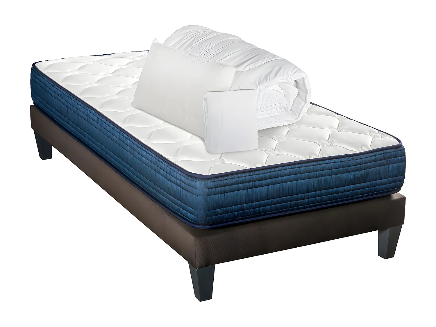 BELLECOUR LITERIE | Pack Prêt à dormir QUINCONCES 140x200 cm | Matelas Mémoire de forme + Sommier + Accessoires