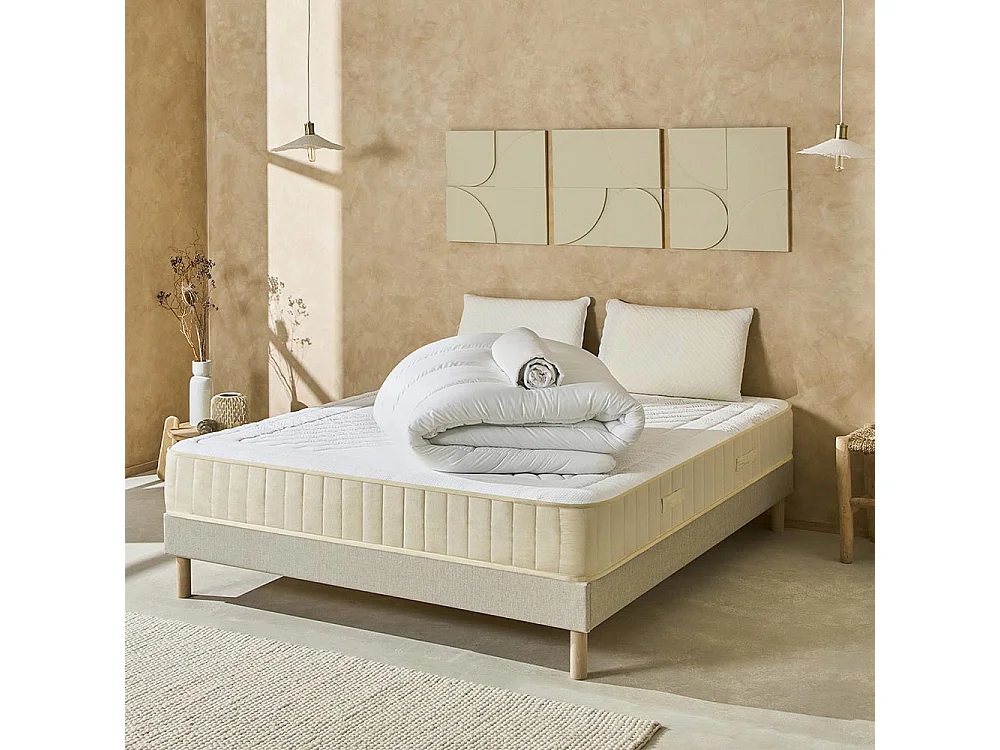 NUIT DE COTON | Pack Prêt à dormir SYMPHONIE 2.0 180x200 cm | Matelas Mémoire de forme + Sommier + Accessoires
