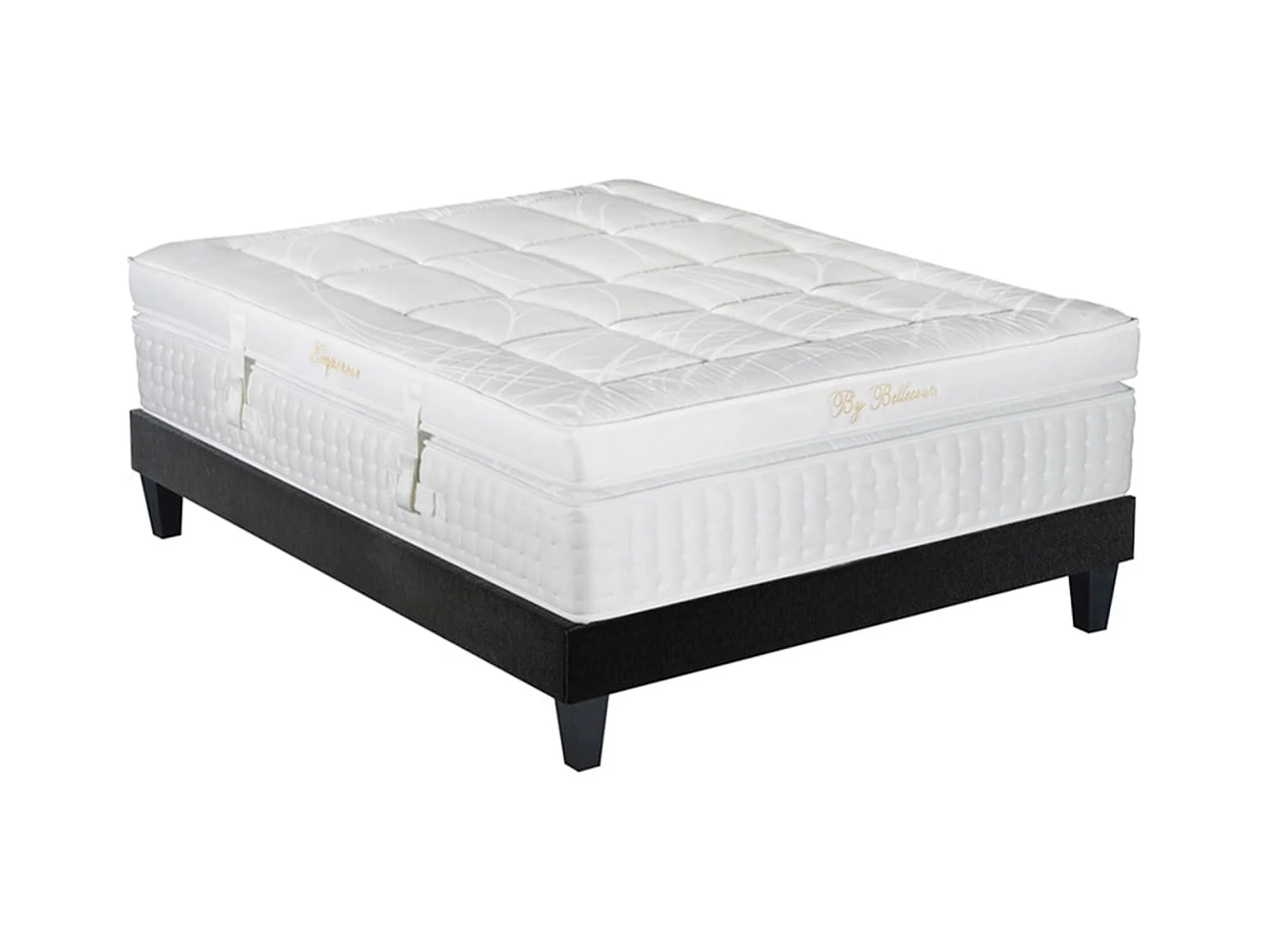 Ensemble hôtelier matelas ferme 33cm à mémoire de forme et sommier en bois Empereur-180x200
