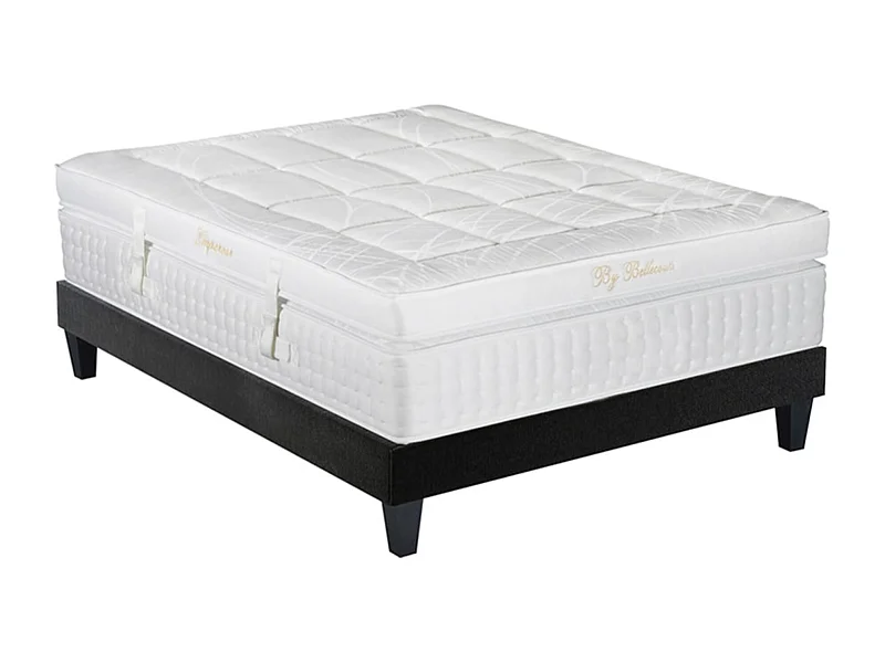 Ensemble hôtelier matelas ferme 33cm à mémoire de forme et sommier en bois Empereur-180x200