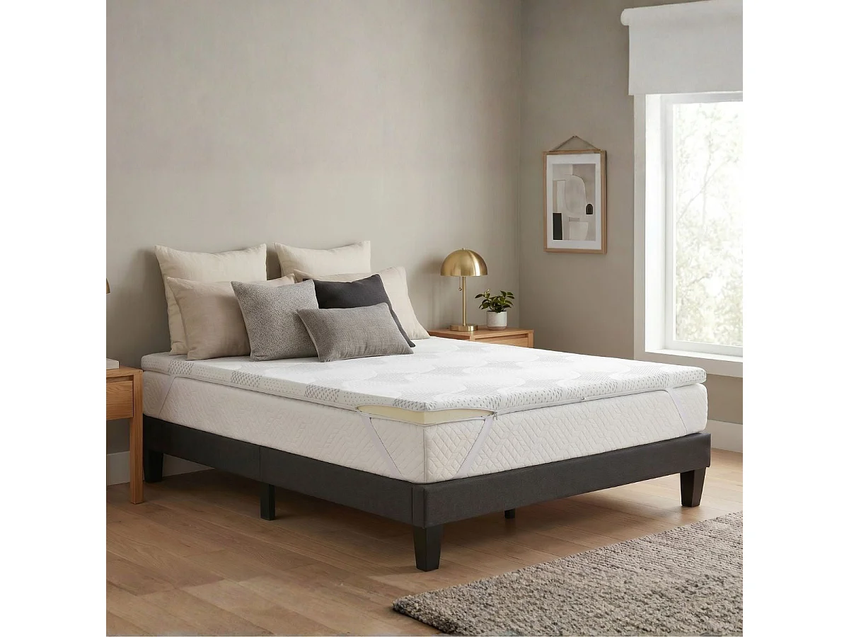 Surmatelas Viscotouch - Mémoire de forme + gel thermorégulant - Fabriqué en France - 5 cm d'épaisseur