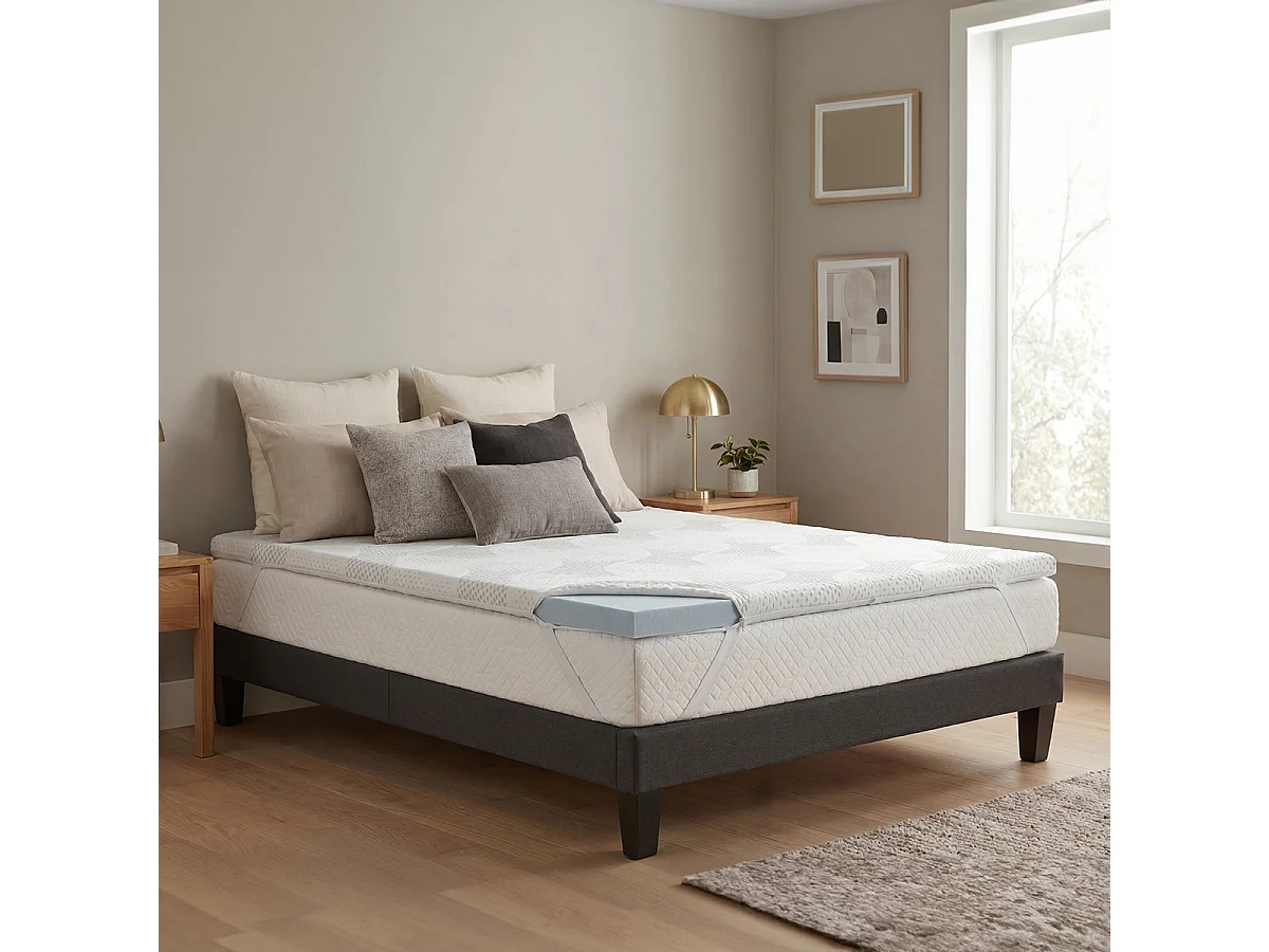Surmatelas Viscotouch - Mémoire de forme + gel thermorégulant - Fabriqué en France - 5 cm d'épaisseur